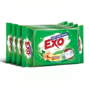 Exo Dishwash Bar 3+1 Free Combo | Ginger Power | Tough on Grease, Kills 99.9% Bacteria | 440g–520g Total (Weight May Vary)