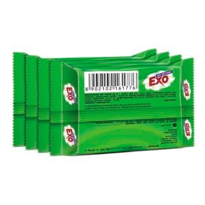 Exo Dishwash Bar 3+1 Free Combo | Ginger Power | Tough on Grease, Kills 99.9% Bacteria | 440g–520g Total (Weight May Vary)