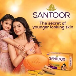 Santoor Sandal & Turmeric Soap - 125g (Pack of 4) | Natural Glow & Total Skin Care | With Pure Sandalwood & Turmeric